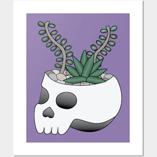 Succulent Skull Planter, folk punk, dark art Posters and Art